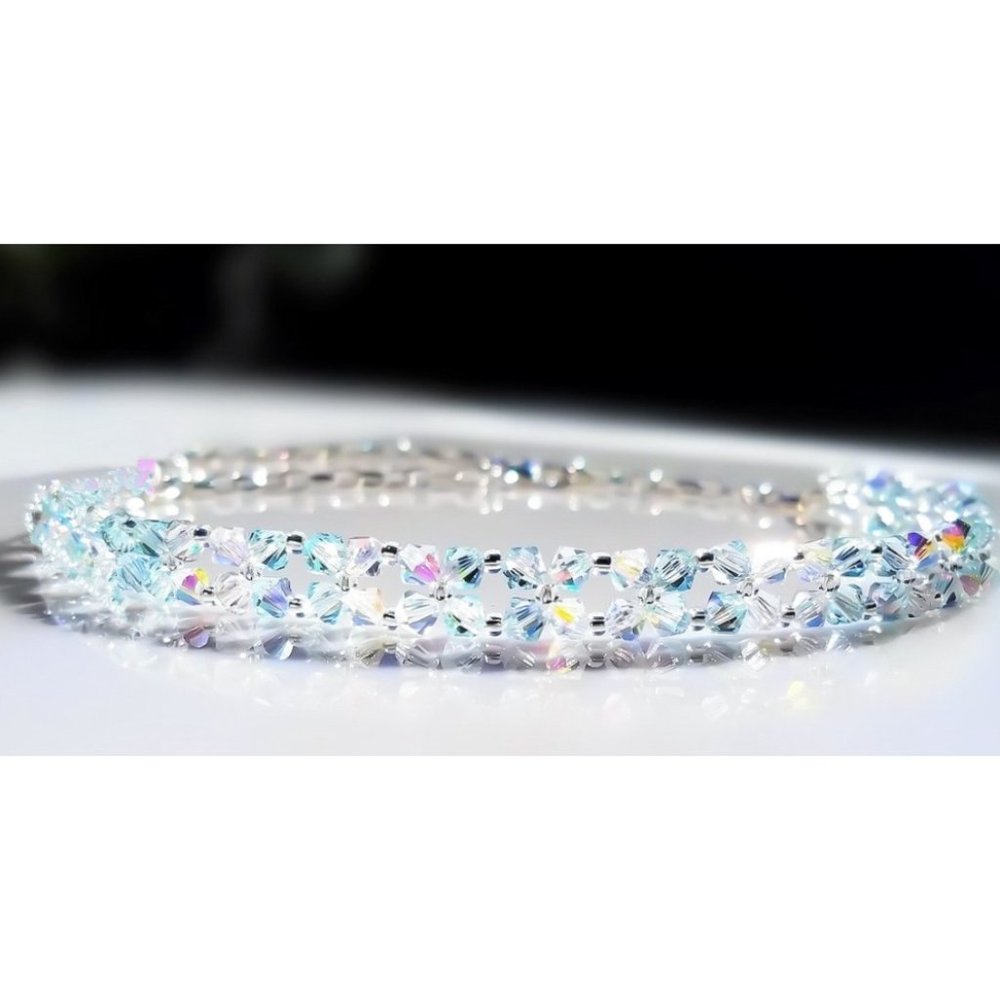 Beaded Crystal Bracelet/ Unique Handmade Sparkling AB Beaded Bracelet
